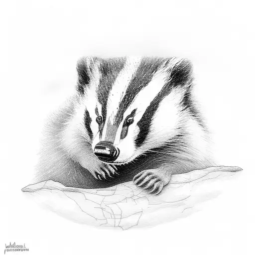 Badger Mom Baby Badger Sleeping