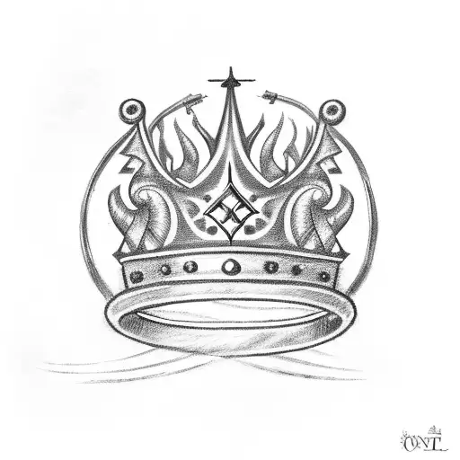 A Crown With Musical Symbols Intertwined With Flames