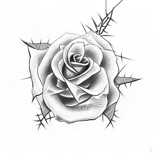 Christian Cross And Roses With Thorns