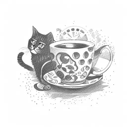 Cat Holding A Cup Of Tea
