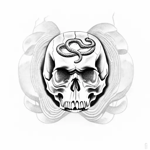 Skull With Snake Weaving In And Out Of The Skulls Eyes
