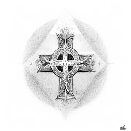 Christian Cross With The Word Blessed