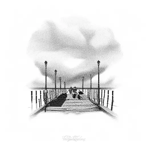 Beach Fishing Pier Scene