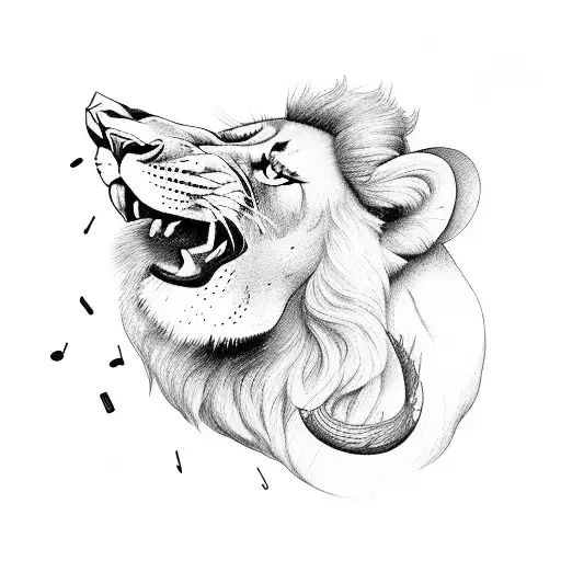 An Ak47 Made Out Of Musical Notes With A Lion's Head As The Gun Barrel