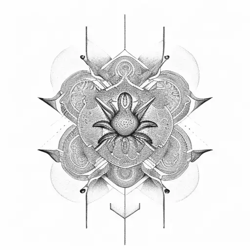 Marcus Aurelius Geometry Lotus Coral Dotwork Sleeve