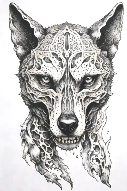 Wolf Skull Inside Tattoo