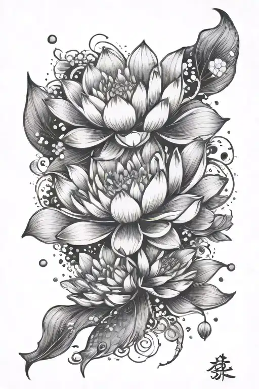 Lotus Flower Cherry Blossom Koi Fish