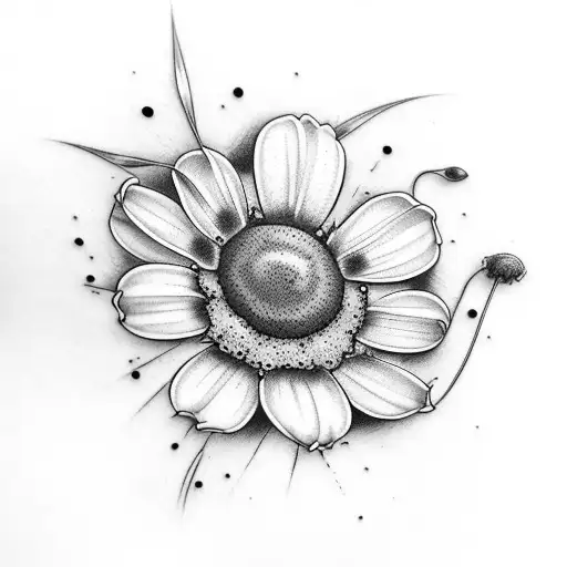 Daisy And Sweet Pea Flowers With Fine Designs Surrounding