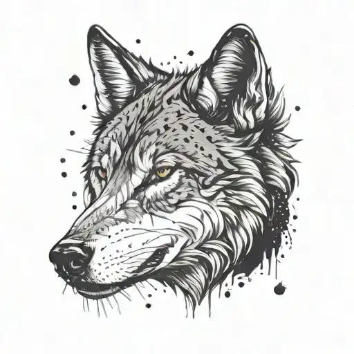 Wolf And Space Tattoo