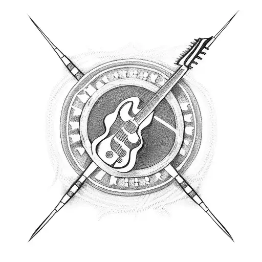 A 1Er Emblem With A Guitar Pick And Strings Intertwined In The Design