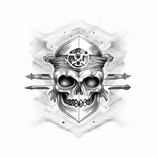 Treasure Map With Knife Pirate