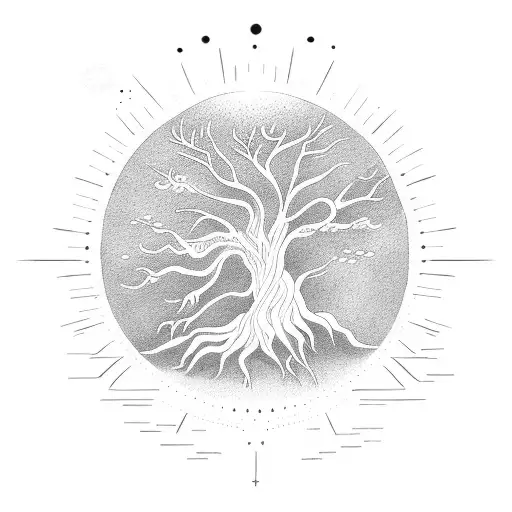 Sun Moon Mountain Water Tree In A Continuous Line