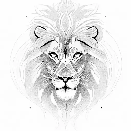 An Intricate Design Of A Lion With A Determined Expression Representing Will Power