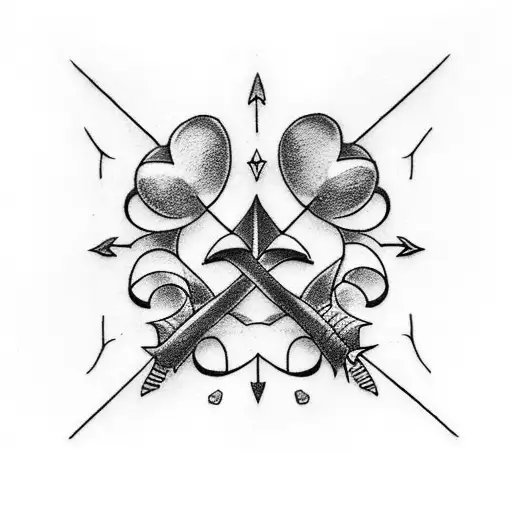 A Whimsical Tattoo Design Featuring A Clover And Arrow Design To Symbolize Luck And Determination