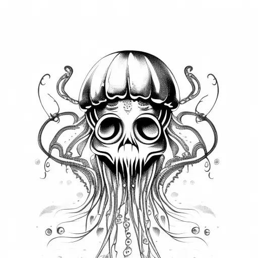 Scary Jellyfish With Skull