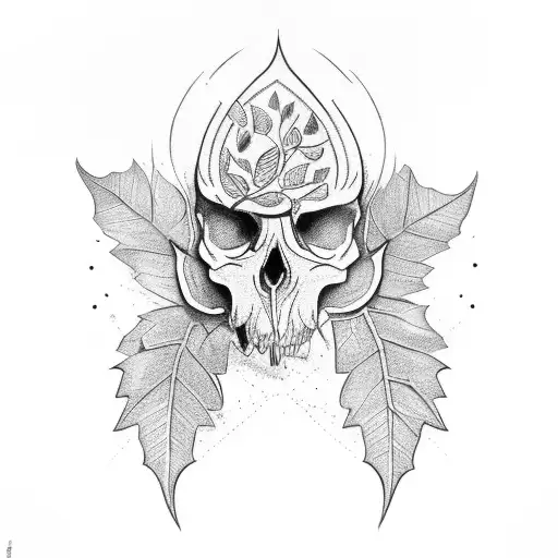 Broken Skull With Leaves
