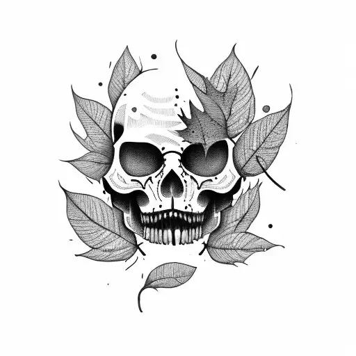 Broken Skull With Leaves