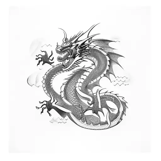 Dragon From Sholuder To Waist