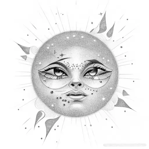 Dreamy Sun With Clouds And Sparkles