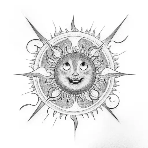 Sun With Clouds And Sparkles