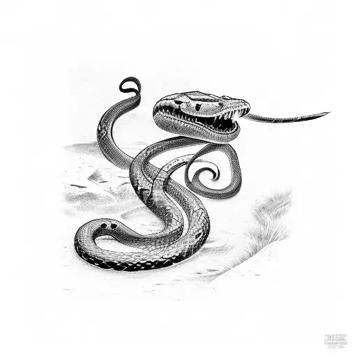 A Snake Intertwined With Samurai Armor And Weaponry