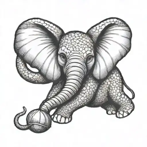 Cute Elephant Holding Balloon