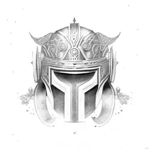 A Traditional Spartan Helmet Adorned With Symbols Of Maud And Lynn