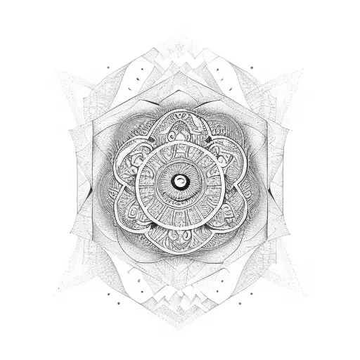 Mandala Design With Elements Of Fire And Water Symbolizing Balance In Nature
