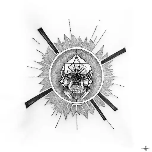 An Abstract Tattoo Design Incorporating Elements From The Grateful Dead Logo With A Cyberpunk Twist