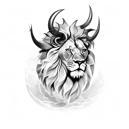 Head Of Lion With Horns