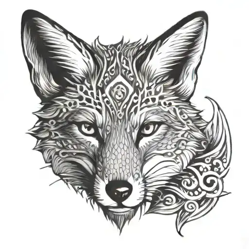 Fox Head With A Moon