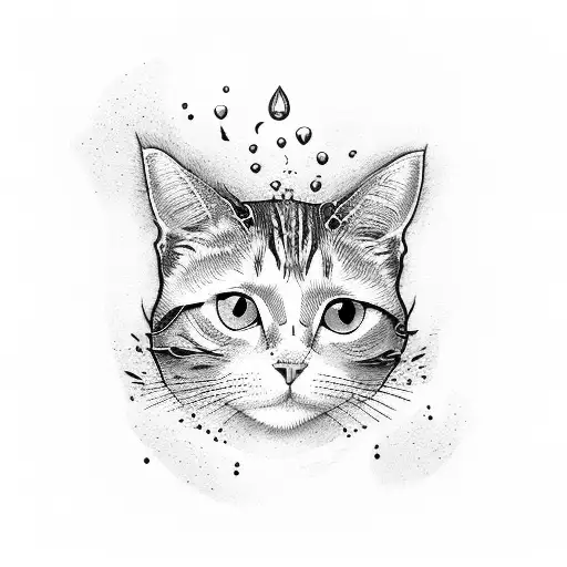 Cat Looking Into A Puddle