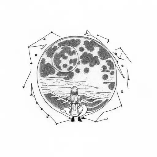 A Woman Lookin Into The Moon