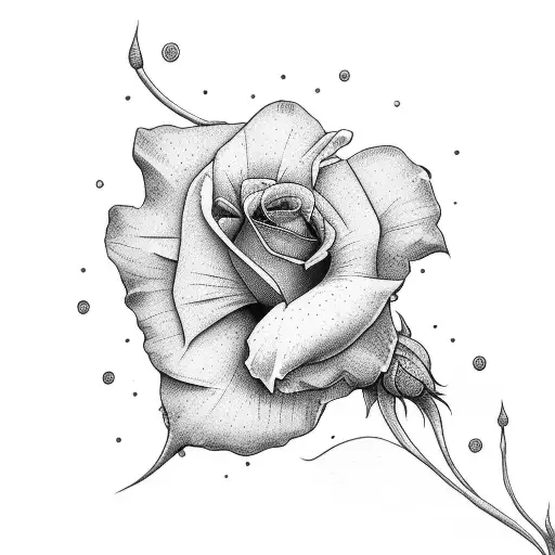 Blue Morning Glory And Red Rose