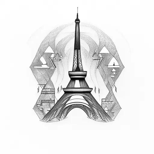 A Girl Playing A Guitar On Top Of The Eiffel Tower