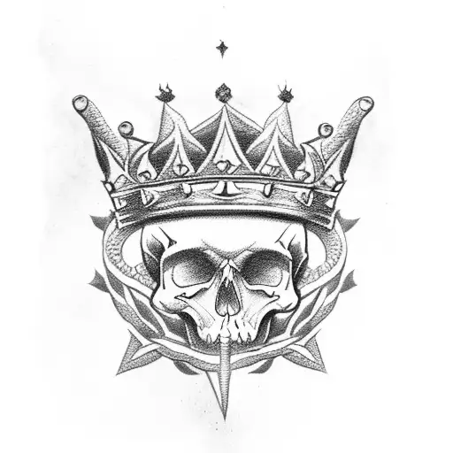 Crown With Fire And On Top Of Human Skull