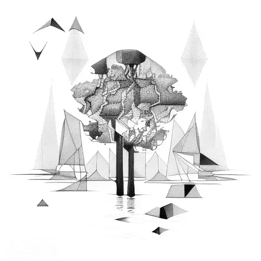 Abstract Linework With Triangles And Circles