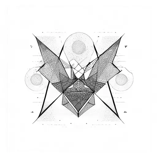 Abstract Bird Framed In With Triangles And Circle Linework