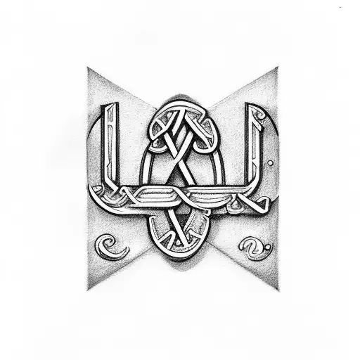 Irish Letter Tattoo Using M And R Initials