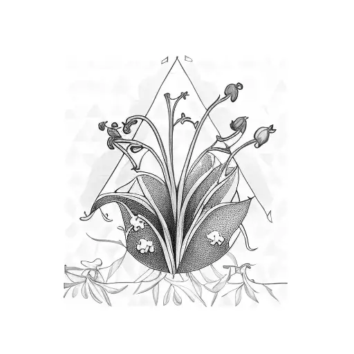 Lily Of The Valley And Hawthorn Flowers Framed In With A Triangle