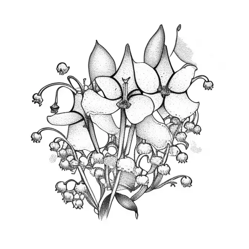 Lily Of The Valley And Hawthorn Flowers Framed In With A Triangle