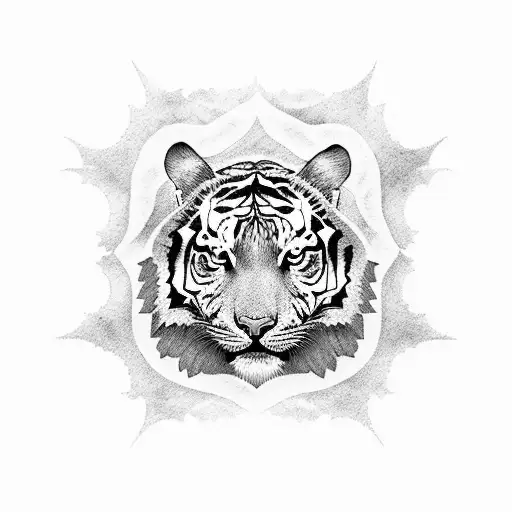 Psychedelic Old School American Tiger Chest Piece