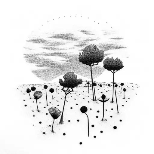 Sunset With Field In The Foreground