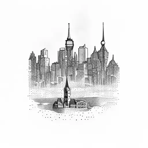 Zurich And New York Skyline