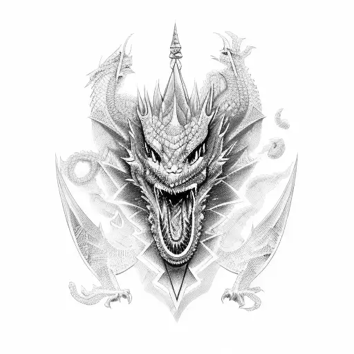 Gokturk Letters And Dragon