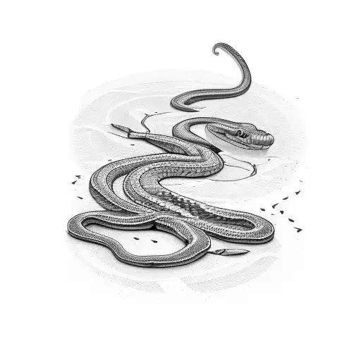 Draw A Stick With A Snake Circling It