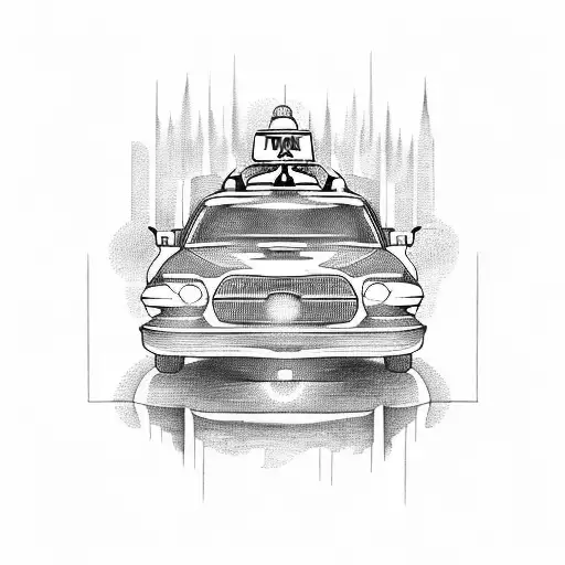 Taxi Cab Driving Towards The Morning Sun