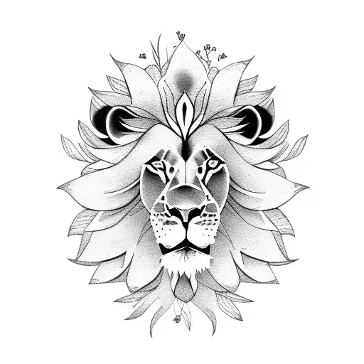 Lion With Flowers