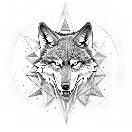 Wolfhead In Front Of Star From The Witcher