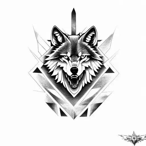 Wolfhead In Front Of Star From The Witcher
